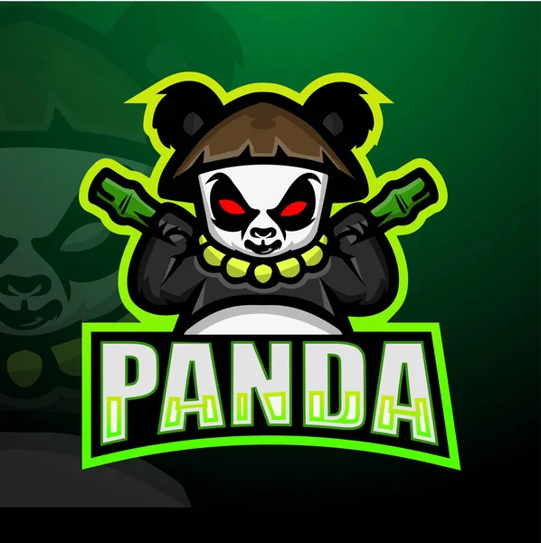 Panda maskotu Esport logo tasarımının vektör illüstrasyonu