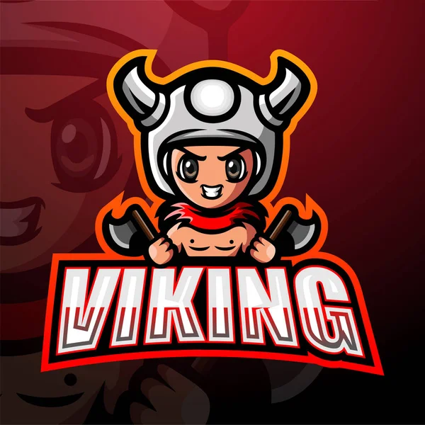Viking Mascotte Esport Logo Ontwerp — Stockvector