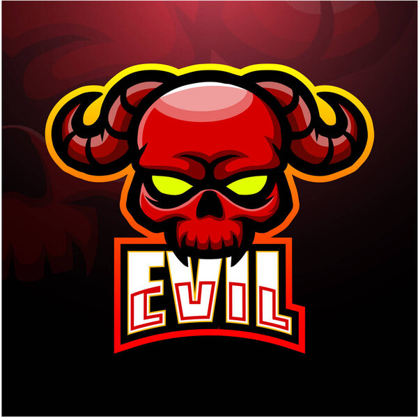  Векторная иллюстрация дизайна логотипа Skull devil esport
