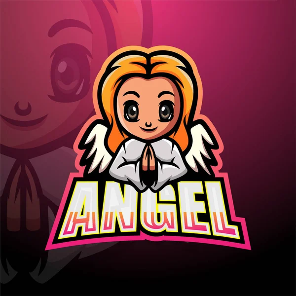 Vector Illustratie Van Angel Meisje Mascotte Esport Logo Ontwerp — Stockvector