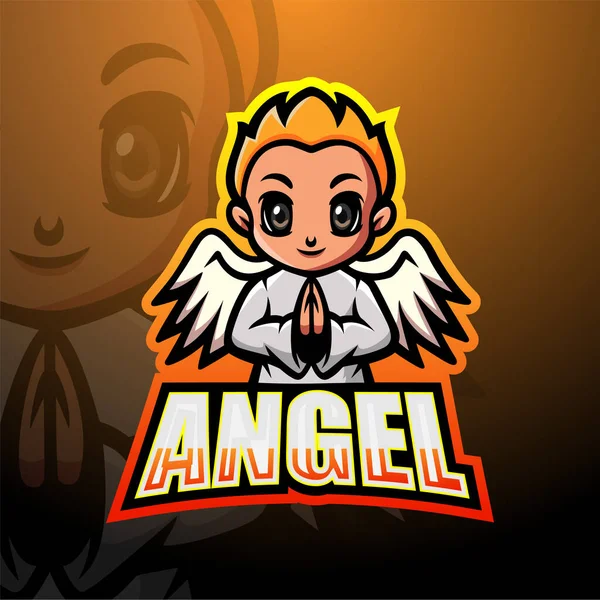 Ilustración Vectorial Angel Niño Mascota Esport Logo Design — Archivo Imágenes Vectoriales
