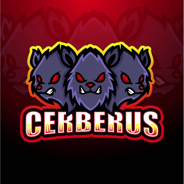 Cerberus吉祥物Esport标志设计的矢量图解 — 图库矢量图片