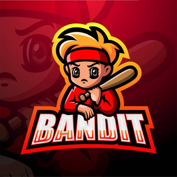 Vektor Illustration Bandit Maskot Esport Logotyp Design — Stock vektor