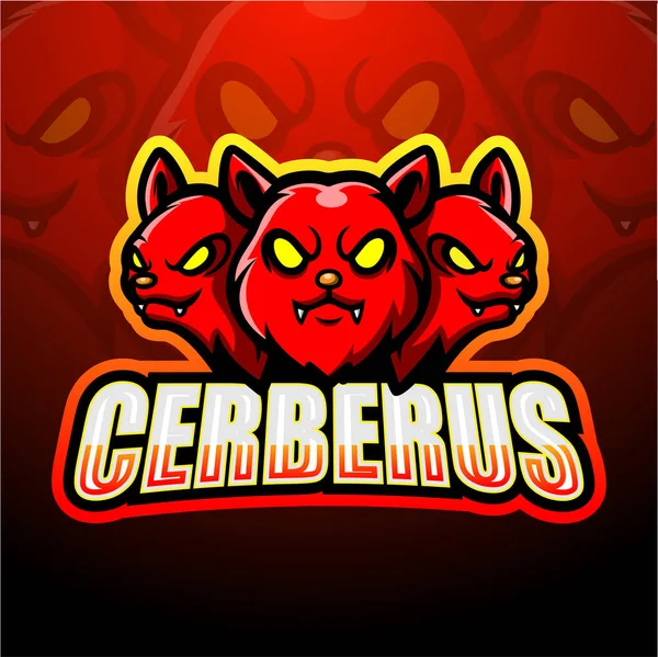 Cerberus吉祥物Esport标志设计的矢量图解 — 图库矢量图片