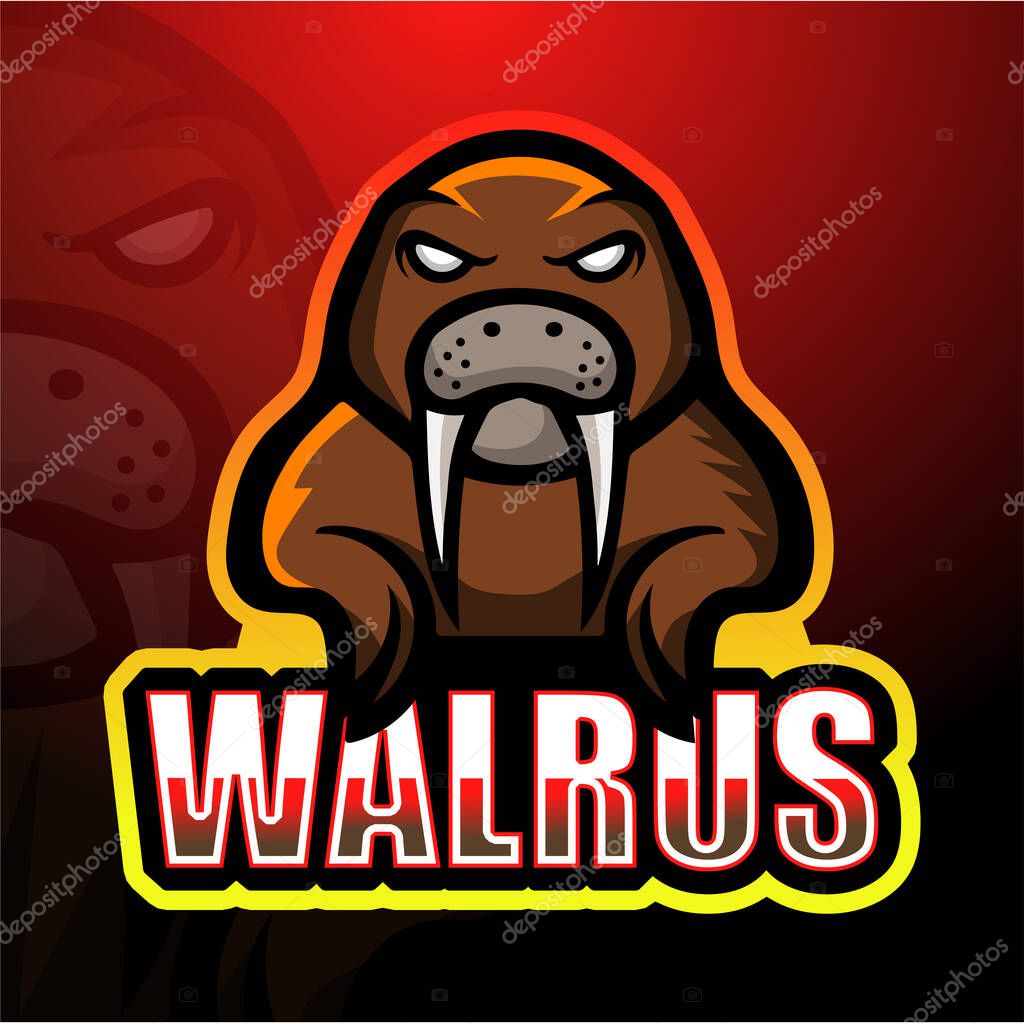 Vector illustration of Walrus mascot esport logo design