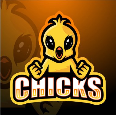 Chick maskot esport logo tasarımının vektör illüstrasyonu