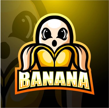 Muz maskotu esport logosunun vektör çizimi