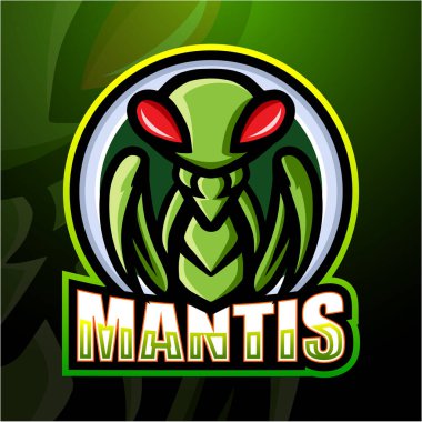 Mantis maskot esport logo tasarımının vektör illüstrasyonu