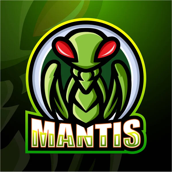Vector Illustratie Van Mantis Mascotte Esport Logo Ontwerp — Stockvector