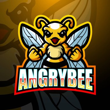 Arı maskotu esport logo tasarımının vektör illüstrasyonu