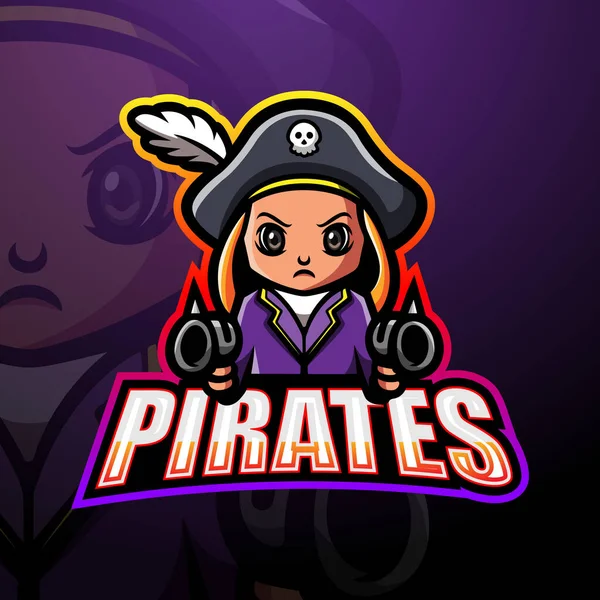 Vector Illustration Pirates Shooter Esport Mascot Logo Design — Stock Vector