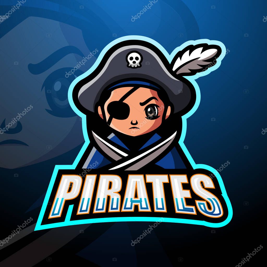 Vector illustration of Pirates esport mascot logo design