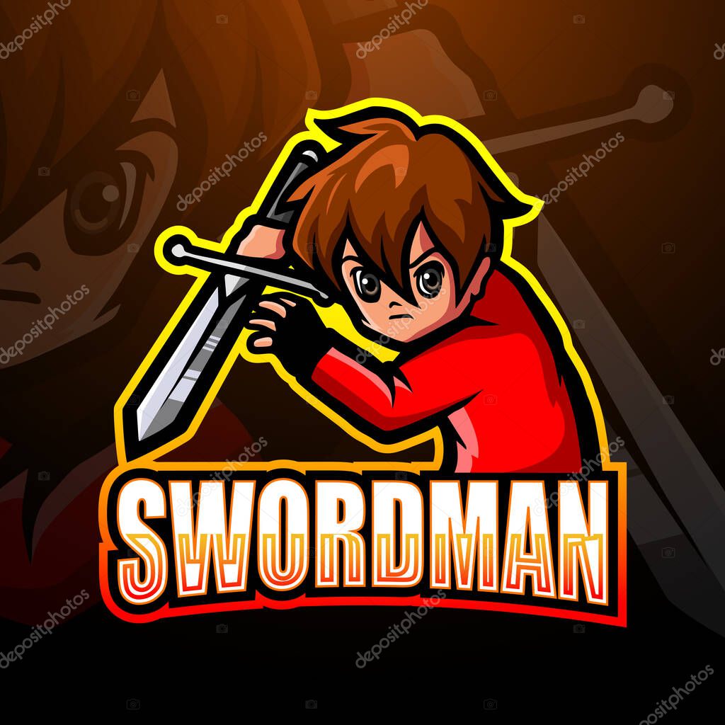 Vector illustration of Swordman mascot esport logo design