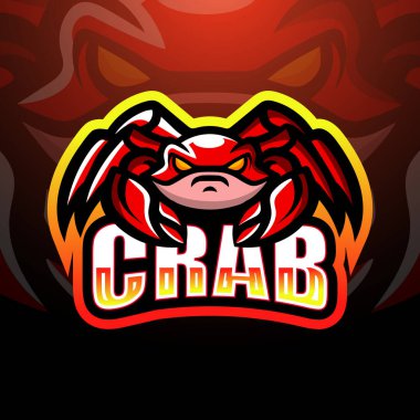Yengeç maskotu esport logo tasarımının vektör illüstrasyonu
