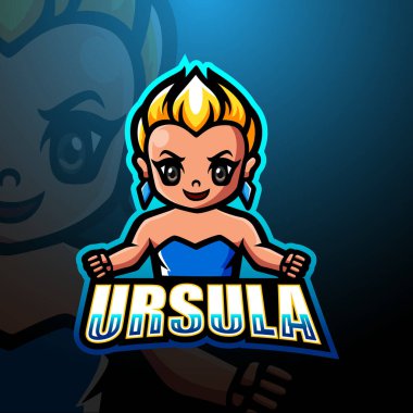 Ursula maskot esport logo tasarımının vektör illüstrasyonu