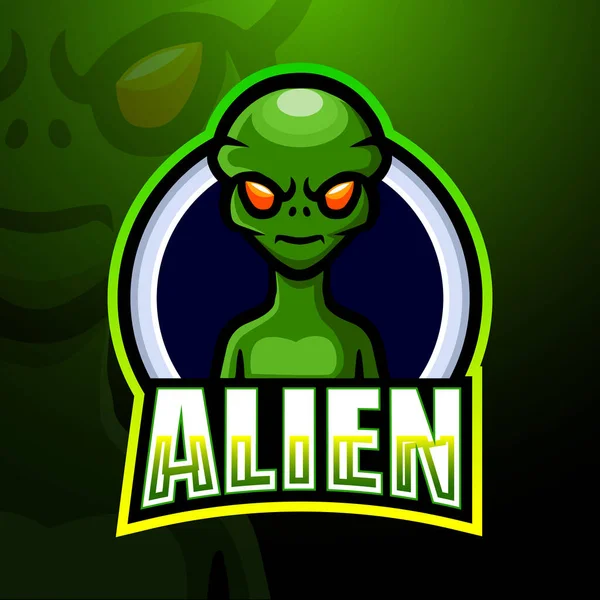 Vector Illustratie Van Alien Mascotte Esport Logo Ontwerp — Stockvector
