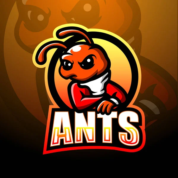 Ilustración Vectorial Del Diseño Del Logotipo Del Esport Mascota Ants — Vector de stock