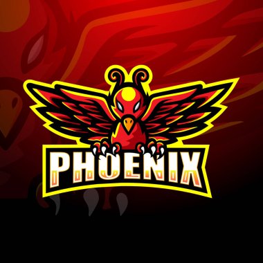 Phoenix maskot esport logosunun vektör çizimi