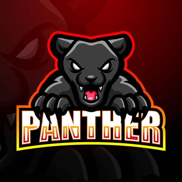 Illustrazione Vettoriale Del Disegno Del Logo Della Mascotte Panther Esport — Vettoriale Stock