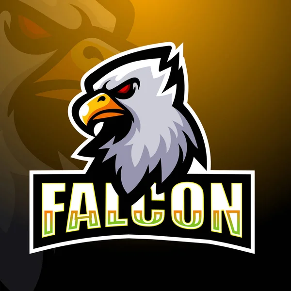 Falcon Maskot Esport Logo Tasarımının Vektör Illüstrasyonu — Stok Vektör