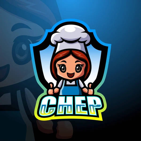 Ilustración Vectorial Del Diseño Del Logotipo Esport Mascota Del Chef — Archivo Imágenes Vectoriales