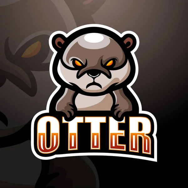  Otter maskot esport logo tasarımının vektör illüstrasyonu