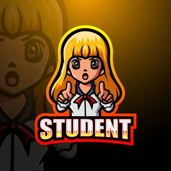 Vector Illustration Girl Student Mascot Logo Design — 스톡 벡터