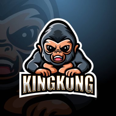 Kingong maskot esport logo tasarımının vektör illüstrasyonu