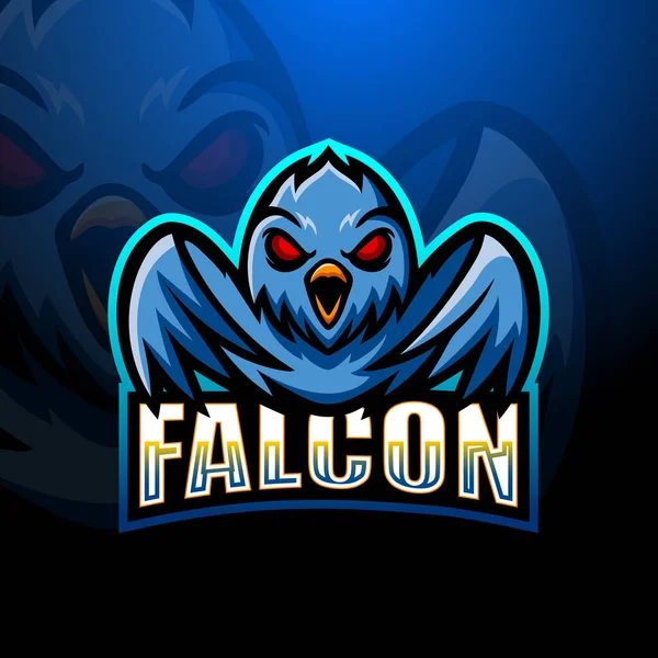 Vektor Ilustrasi Dari Maskot Falcon Esport Logo Desain - Stok Vektor