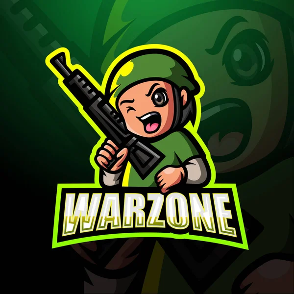 Warzone Maskot Esport Logosu Tasarımının Vektör Illüstrasyonu — Stok Vektör