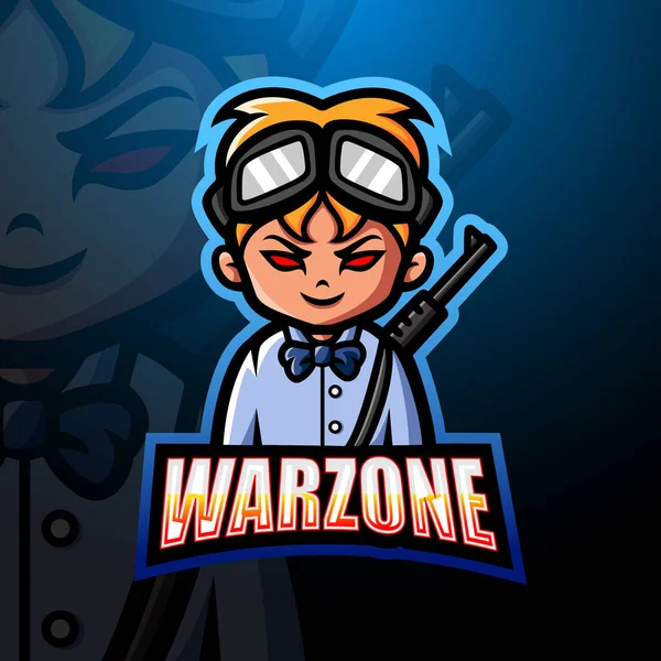 Vector Illustratie Van Warzone Mascotte Esport Logo Ontwerp — Stockvector