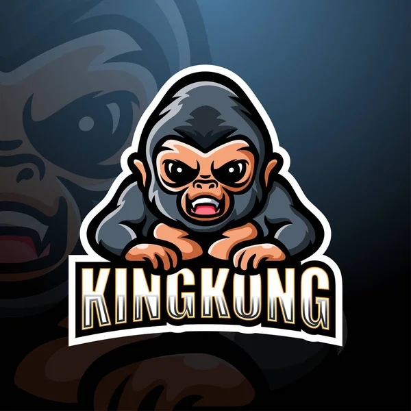 Ilustración Vectorial Del Diseño Del Logo Kingong Mascot Esport — Vector de stock