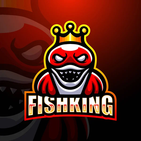 Vektor Illustration Fishking Maskot Esport Logotyp Design — Stock vektor