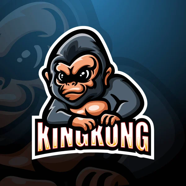 Ilustración Vectorial Del Diseño Del Logo Kingkong Mascot Esport — Vector de stock
