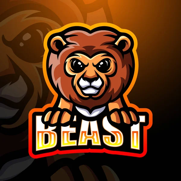 Ilustración Vectorial Del Diseño Del Logo Lion Mascot Esport — Vector de stock