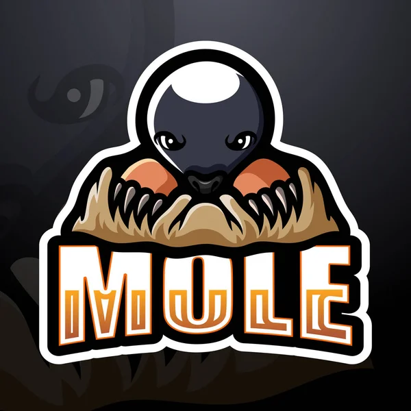 Векторная Иллюстрация Дизайна Логотипа Mole Mascot Esport — стоковый вектор