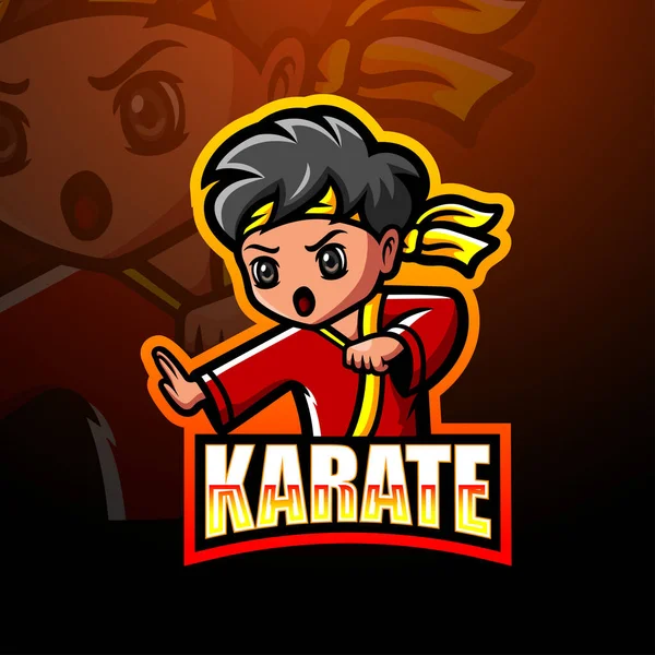 Vector Illustratie Van Karate Martial Mascotte Esport Logo Ontwerp — Stockvector