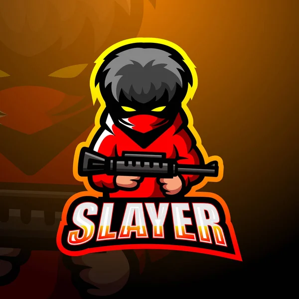 Wektor Ilustracja Projektu Logo Maskotki Slayer Esport — Wektor stockowy
