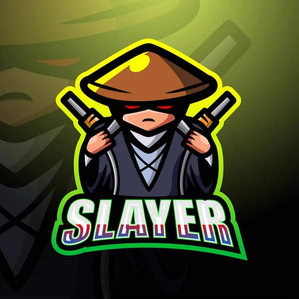 Wektor Ilustracja Projektu Logo Maskotki Slayer Esport — Wektor stockowy