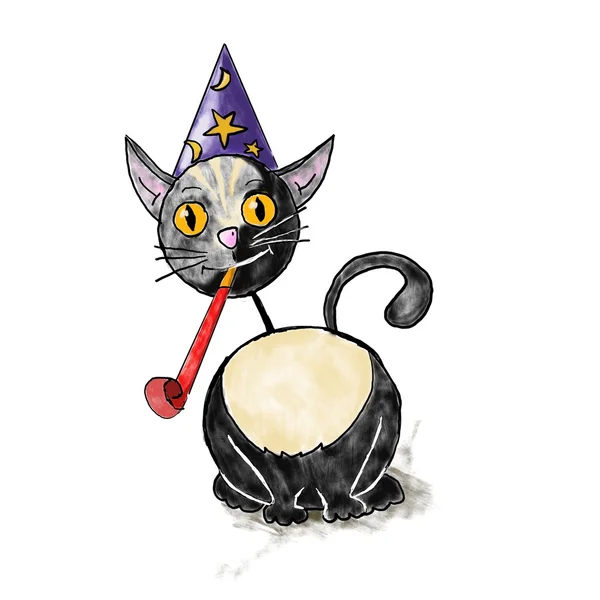 Katt med carnival cap — Stockfoto