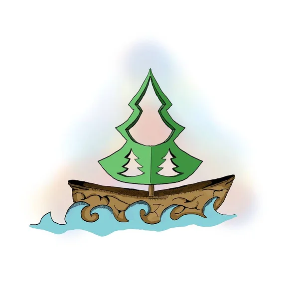Лодка из арахиса и дерева — стоковое фото