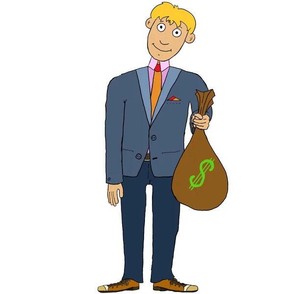 Homem Negócios Com Saco Dinheiro — Fotografia de Stock