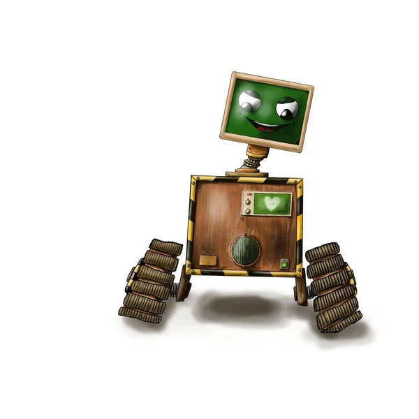 Pequeño Robot Oxidado Malhumorado — Foto de Stock