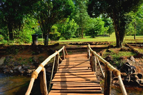 Prachtige Kleine Houten Brug Tuin — Stockfoto