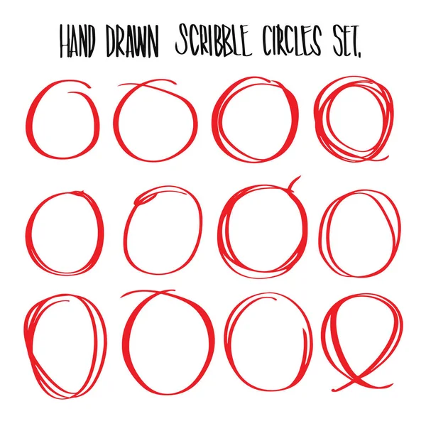 Ručně kreslenou červeným scribble kruhy, vektorové ilustrace pro infogra — Stockový vektor
