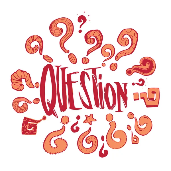 Fases de preguntas hechas a mano y conjuntos de colecciones de interrogantes . — Vector de stock