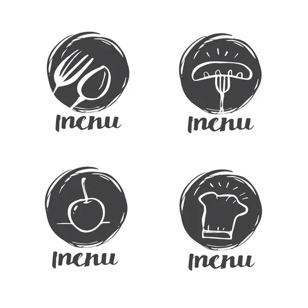 Handgezeichnete Kalligraphie Kochen, Cuisine Logo. — Stockvektor