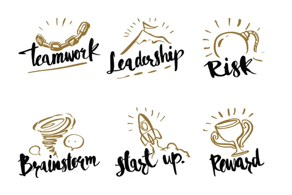 Calligraphie dessinée à la main concepts d'affaires, travail d'équipe, leadership , — Image vectorielle
