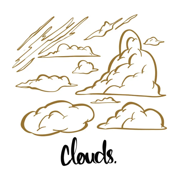 Handgezeichnete Kaligraphiewolken, Buchstabenvektorillustration. — Stockvektor