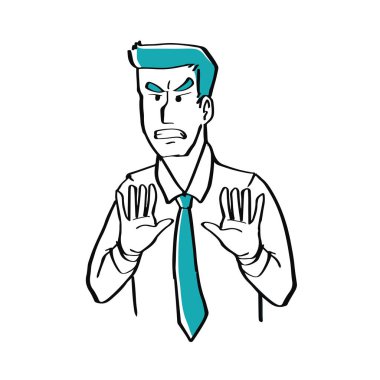 Hand drawn doodle style a businessman is disgusted. clipart
